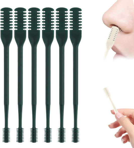 2025 Upgraded Nasal Hair Cutter, 2-in-1 Professional Nostril Hair Remover Tool, Sharp & Safe Double Sided Knife, 360° Rotating Nose Hairs Removal Trimmer Travel Essentials (Dark Green, 6PCS)