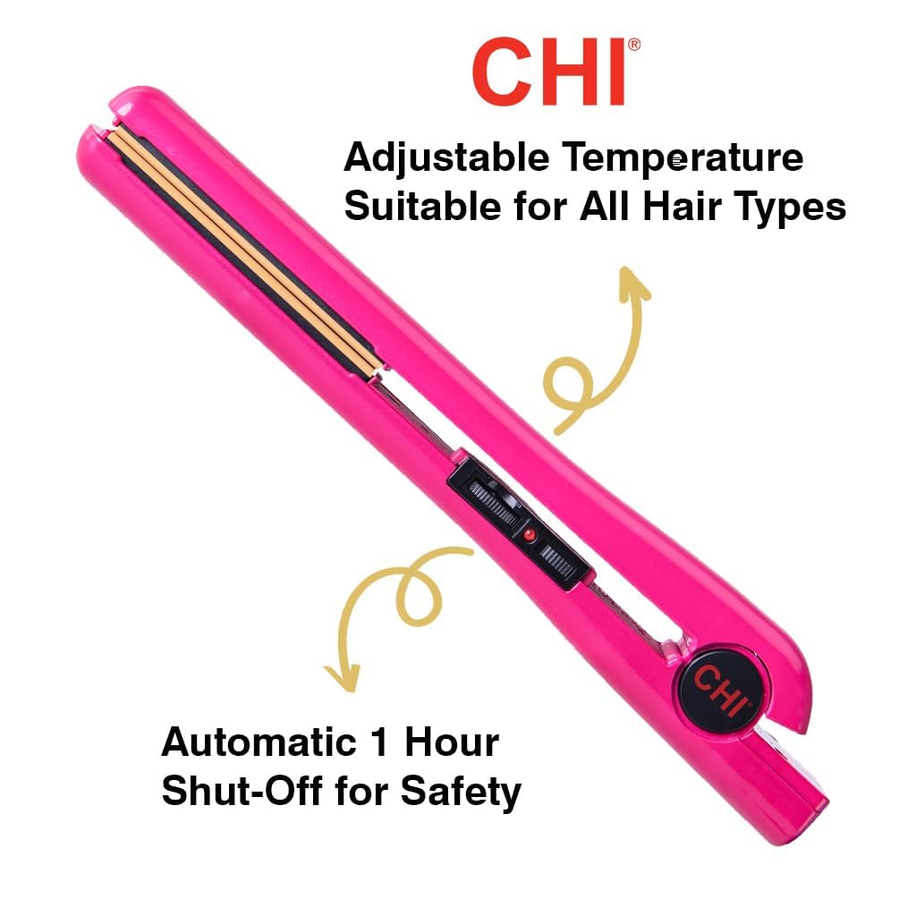 CHI Tourmaline Ceramic Series Flat Iron, Hair Straightener For Silky Smooth Hair, Ideal For Straightening Or Curling Hair, 1" Iron, Pure Pink