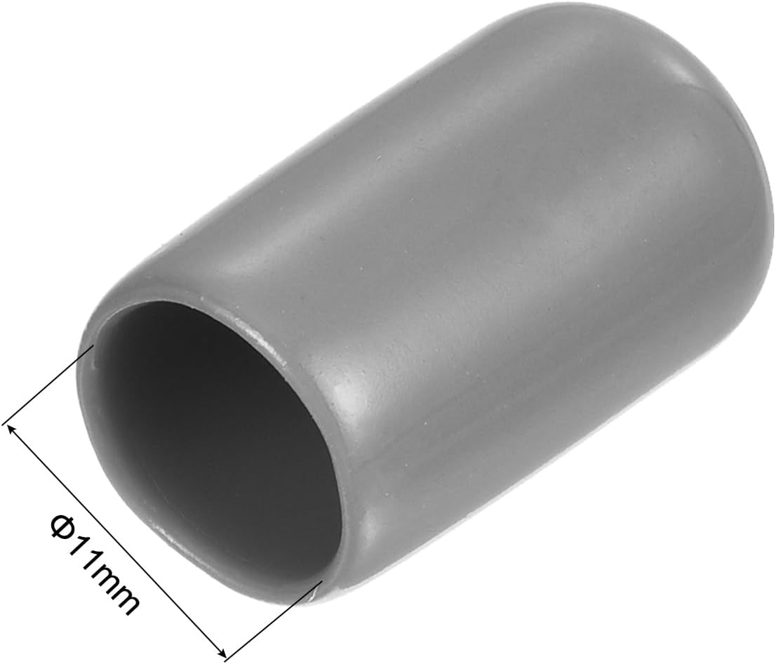 uxcell 50pcs Rubber End Caps Protective Caps 11mm ID Vinyl PVC Round Tube Bolt Cap Cover Screw Thread Protectors Light Grey