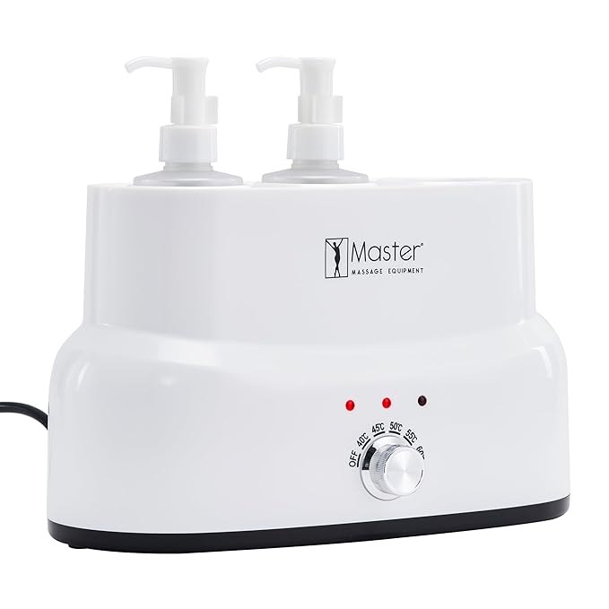 Master Massage 3-Bottles Massage Oil, Lotion, Cream Warmer Heater with Empty Bottles- Massage Cream Heating Device- Salon SPA Massage Body Therapy, White