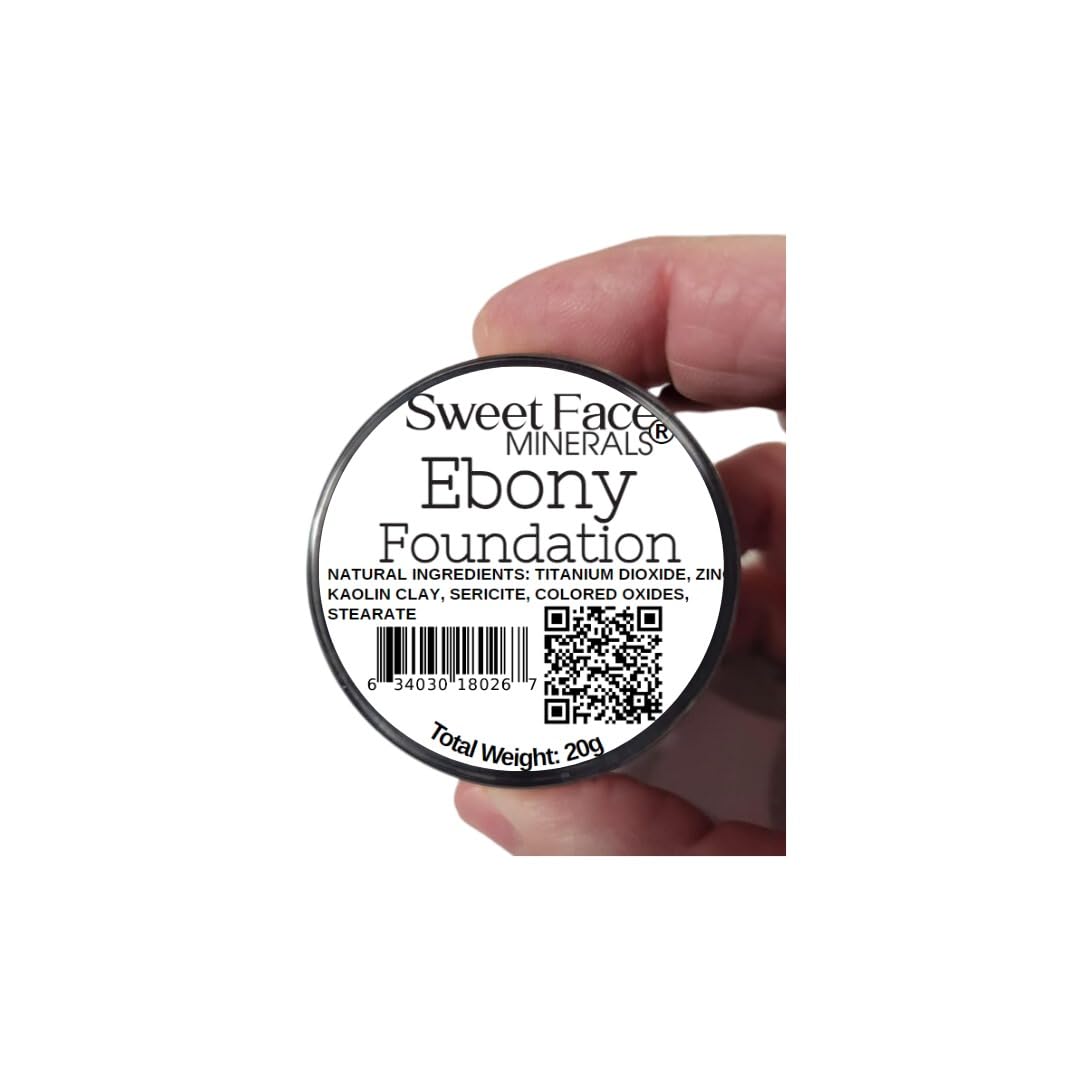 Ebony Shade Foundation (20g Full Size Sifter Jar) Matte Mineral Makeup Loose Powder Foundation – Full Coverage, Natural Finish, Noncomedogenic, SPF 30