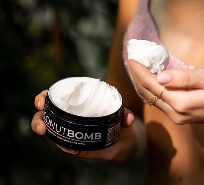 BYROKKO Coconut Bomb Nourishing Hair Mask For Silk Smooth Deep Conditioner Damaged Dry Treatment Natural Coco Oil Masque For All Hair Types 180GR With Free Brush