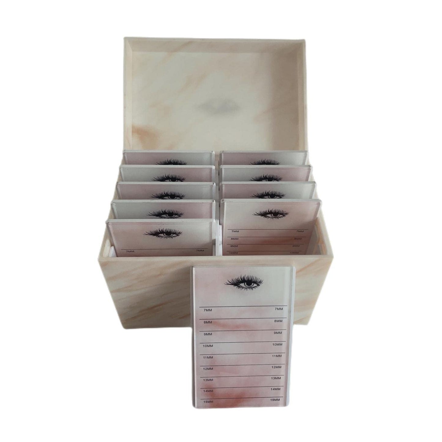10 Layers Acrylic Eyelash Storage Box,Eyelash Holder Extension Tool,Makeup Organizer False Eyelashes Glue Pallet Holder, Grafting Eye lashes Close-Packed Display with 10 Pallets (Yellow Marble)