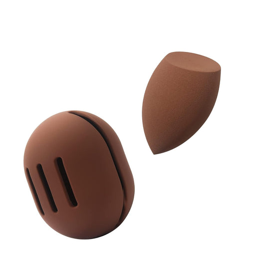 FERYES Makeup Sponge Holder with Makeup Sponge– Eco-Friendly Silicone Beauty Make Up Blender Case and Dry & Wet Use Foundation Sponge for Travel