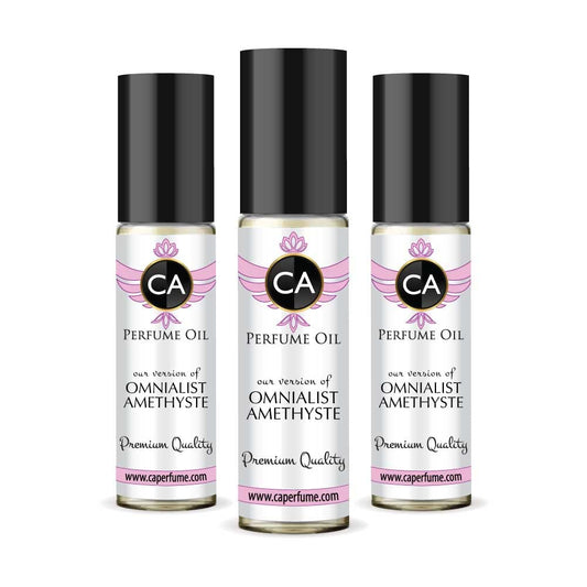 CA Perfume Impression of Omnialist Amethyste for Women Eau De Parfum Floral Woody Musk Scent Long Lasting Perfumes for Women Travel Size TSA Ready for Day and Night Wear 0.33 Fl Oz 10ml (Pack of 3)