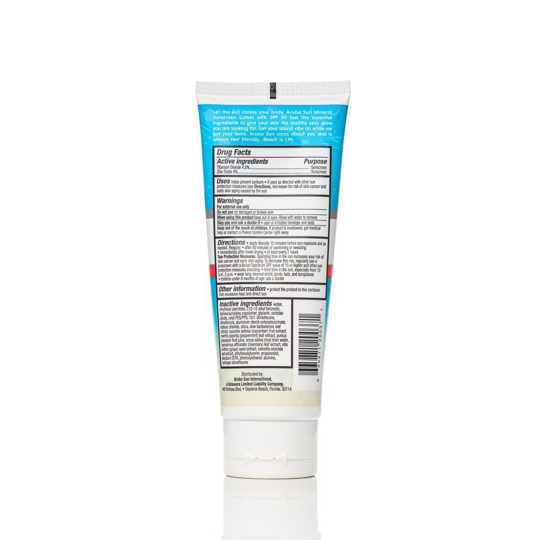 Reef Friendly Mineral Sunscreen SPF 50 Lotion - 3oz | Chemical-Free Reef Safe Sunscreen | Broad Spectrum Protection with Titanium Dioxide & Zinc Oxide | Water Resistant up to 80 Minutes