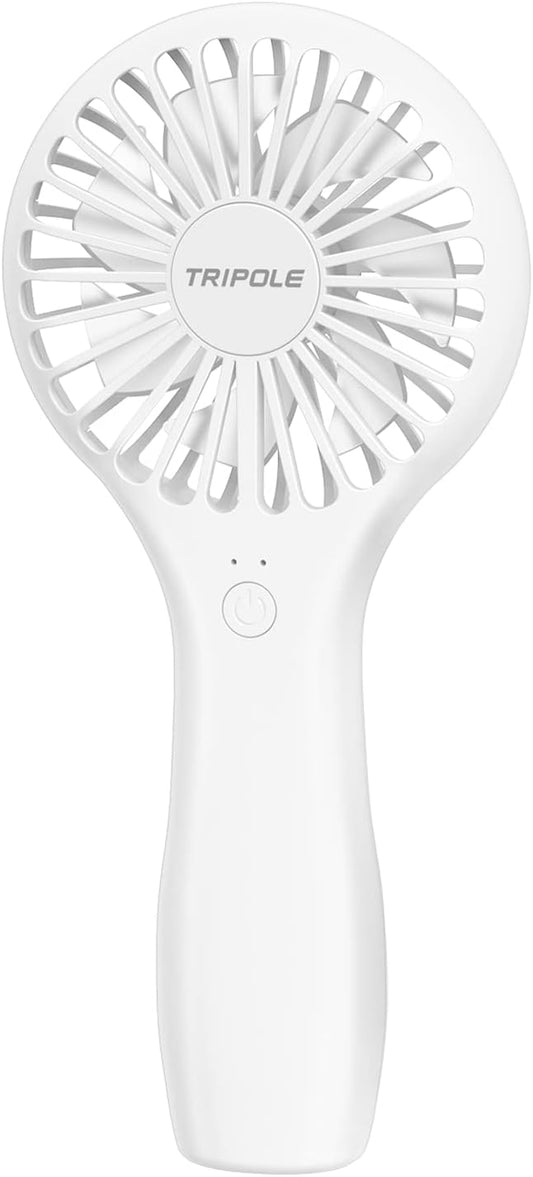 TriPole Handheld Fan 5000 mAh Battery Operated Mini Fan Portable Small Personal Fans with Powerful Wind USB Rechargeable Eyelash Fans for Makeup Girls Kids Women Summer Wedding Outdoor Travel, White