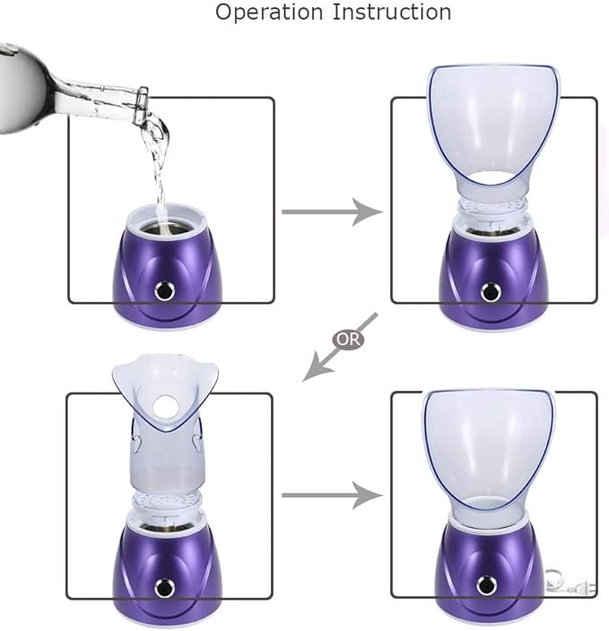 Hann Facial Steamer Professional Sinus Steam Inhaler Face Skin Moisturizer Facial Mask Sauna Spa Steamers with Aromatherapy Diffuser Humidifier Function (Purple)