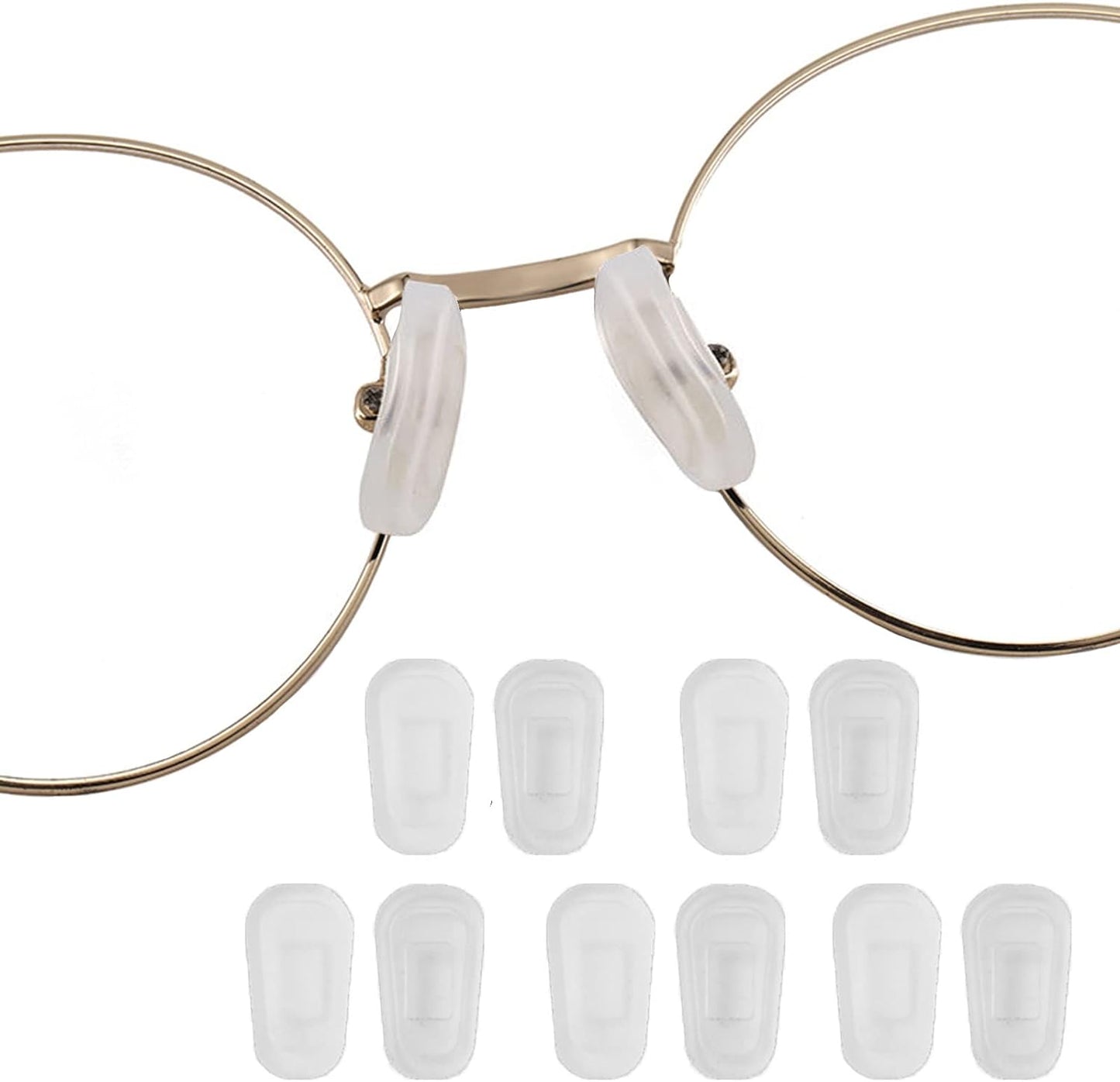 OPUGIT Eyeglass Nose Pad Covers, Slip-on Silicone Nose Pad for Glasses, Soft Eyeglass Repair Kit with Nose Piece Pads, Anti-Slip Eyewear Protective Covers Nose Bridge Pads(White,5 Pairs)