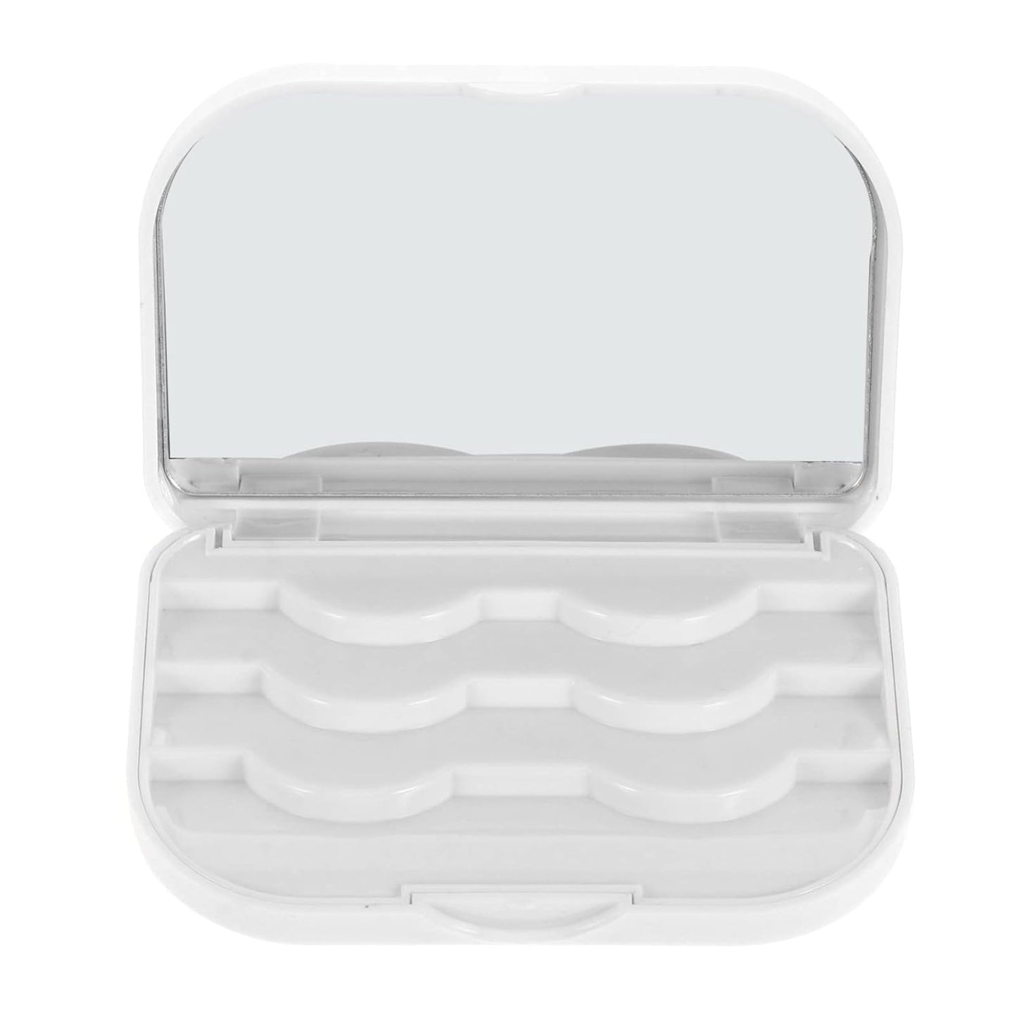 Lurrose Makeup Case Organizer False Eyelash Storage Case with Mirror False Eyelash Holder Empty Eyelash Storage Cases Magnetic Strip Lash Container for Makeup, White Magnetic Travel Containers