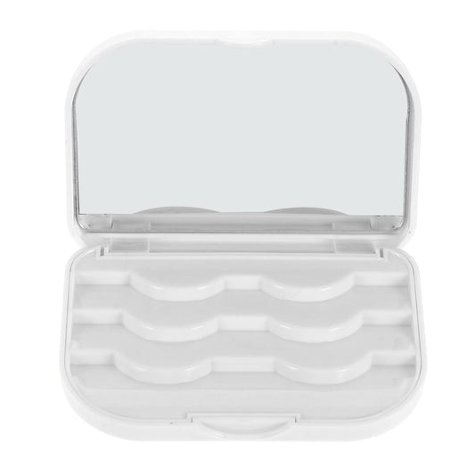 Lurrose Makeup Case Organizer False Eyelash Storage Case with Mirror False Eyelash Holder Empty Eyelash Storage Cases Magnetic Strip Lash Container for Makeup, White Magnetic Travel Containers