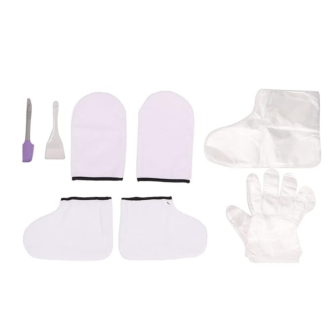White Wax Bath Mitts Set for Hand and Feet, Wax Warmer Moisturizing Kit, Plastic Paraffin Wax Liners, Bath Wax Refill Socks and Gloves for Wax Machine