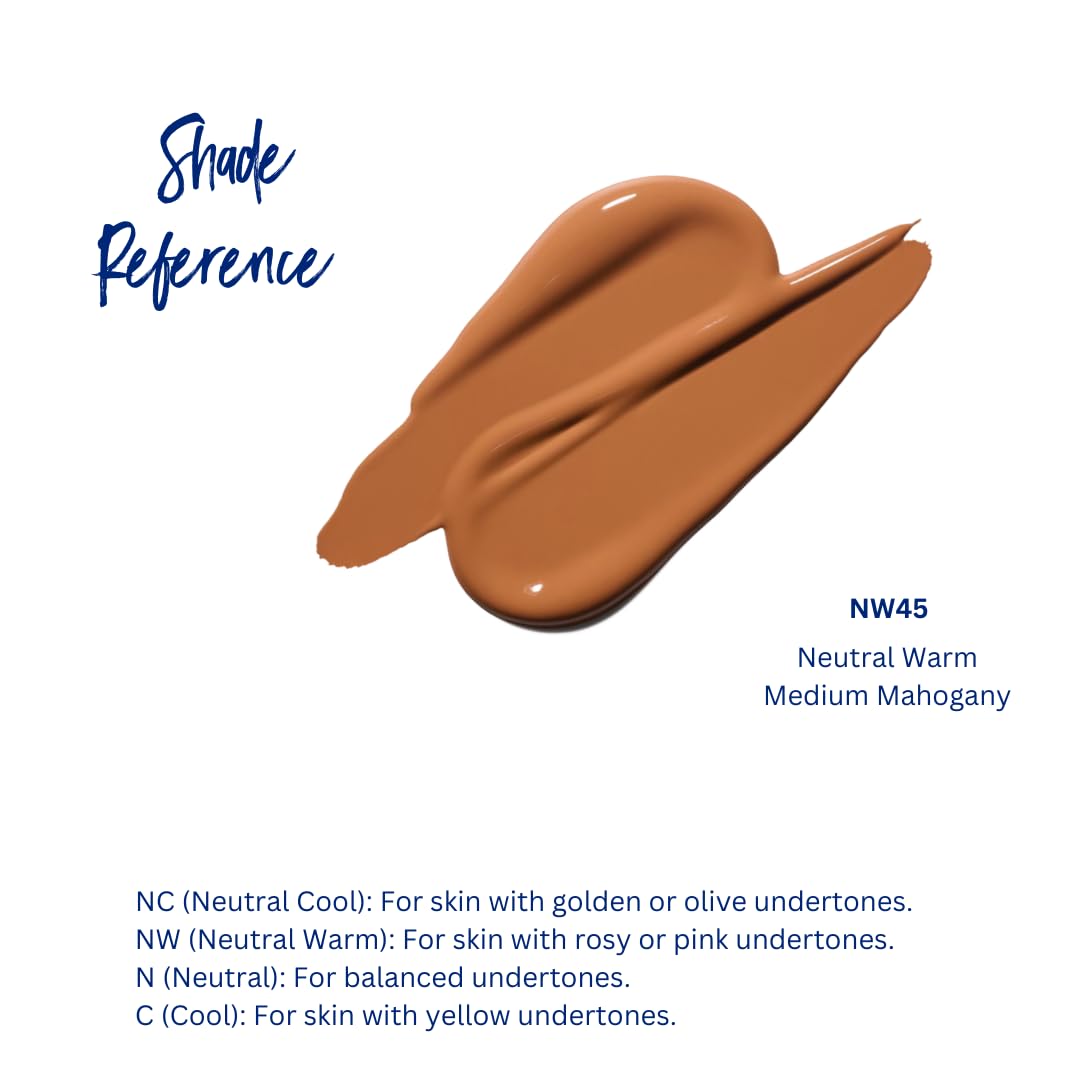 Best Bronze Bombshell Body Makeup - Tattoo Cover Up Makeup & Body Foundation Waterproof - Tattoo Concealer Waterproof for Scars, Varicose Veins Cover Up & Leg Foundation (NW45 Medium Mahogany)