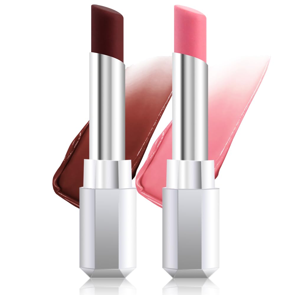 Honey Lipstick Tinted Lip Balm - Shine Moisturizing Lipstick for Women, Natural Nourishing Hydrating Lip Color Gloss Stain for Dry Lips, Tint Sheer Lightweight Makeup, Vegan - 2Pc Black & Pink
