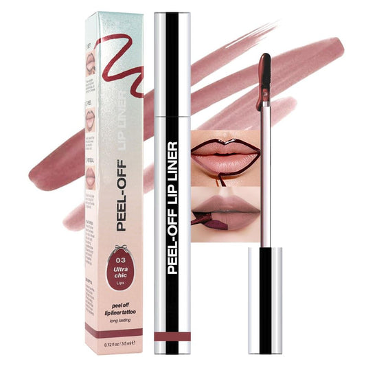Matte Lip Gloss Stain-Peel Off Lip Liner Tattoo, Brownish Red Lip Tint，Long Lasting Peel Off Lip Stain, Waterproof Transfer-proof Lip Mask Lip Liner Peel Off Lip Gloss,Stayn Lip Makeup. #03