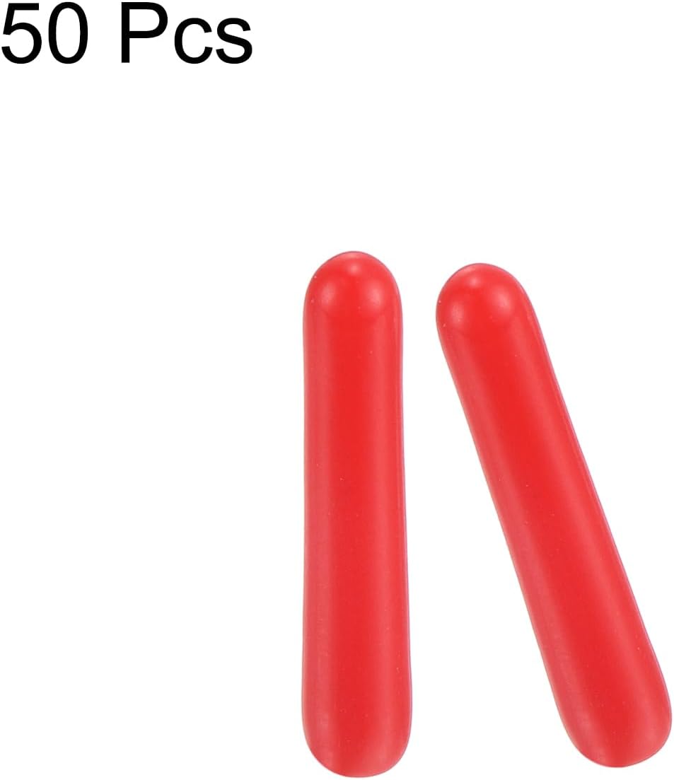 uxcell 50pcs Rubber End Caps 1.3mm(1/16") ID Vinyl PVC Round Tube Bolt Cap Cover Screw Thread Protectors Red