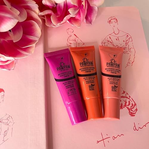 Dr. PawPaw Hot Pink Multipurpose Tinted Set - Lip Moisturizer with Buildable Color - Natural Tinted Lip Balm - Balm for Sensitive Skin - 2 pc