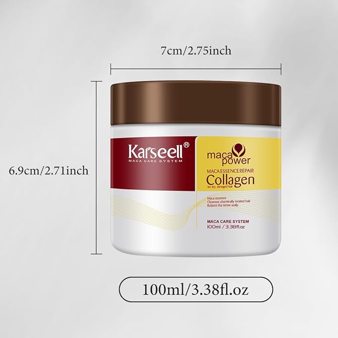 Karseell 3.38floz 100ml Collagen Hair Treatment Deep Repair Conditioning Argan Oil Collagen Hair Mask Essence for Dry Damaged Hair All Hair Types
