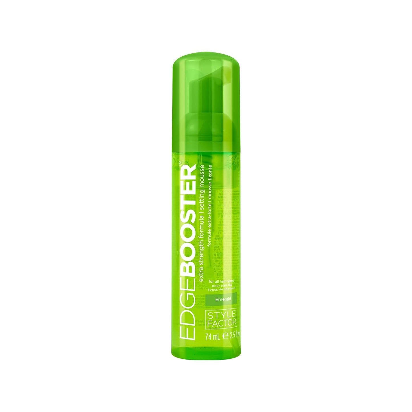 Style Factor EDGE BOOSTER Extra Strength Setting Mousse Travel Size – Frizz Control, Extra Volume, and Conditioning – 2.5oz Emerald Mousse for Curly Hair