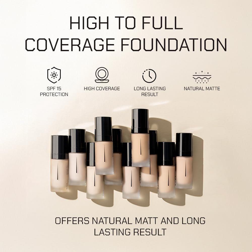 Radiant Professional Natural Fix All Day Matte Cream Foundation Makeup – Long Wear, Full Coverage Matte Foundation with SPF 15 – Oil Free Lightweight Formula for All Skin Types – 1.01oz (01 Rossy)