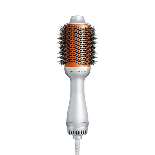 SHEGLAM 4-in-1 Hot Air Brush - Hair Dryer & Styler with 33000 RPM Motor, GLOSS PRO Coating for Shine, 3 Heat Settings, Tangle-Free Ionic Bristles for Frizz-Free Blowouts (US Plug)