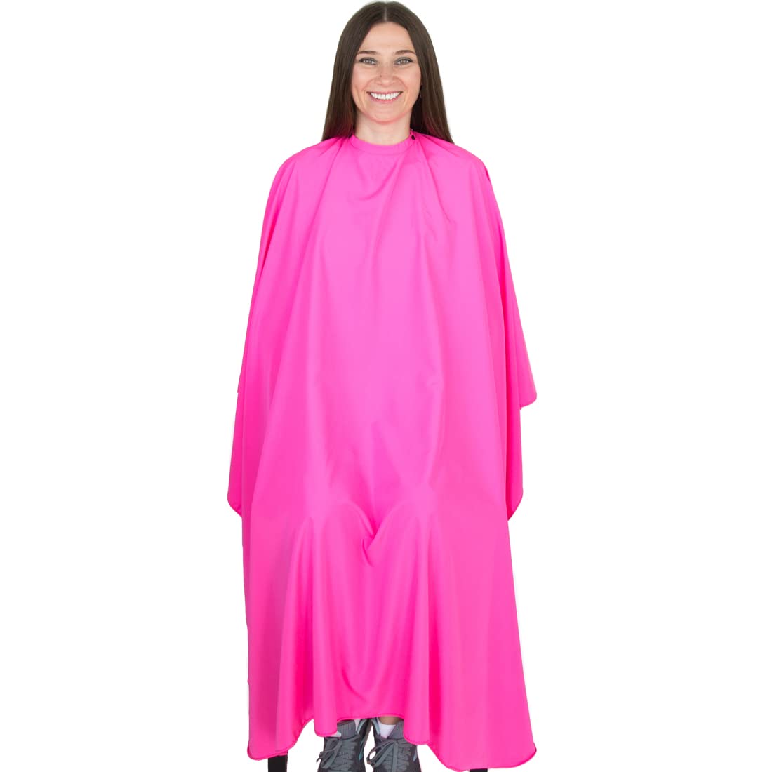 Hair Cutting Cape for Adults - Large Lightweight Water Resistant Salon Cape - Snap Closure - 60in x 57.5in - Hot Pink
