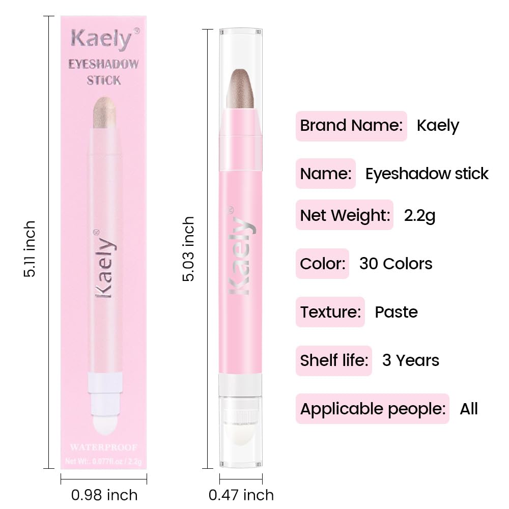 evpct 1Pcs Taupe Shimmer Cream Eye Shadow Brightener Sticks for Eyes Waterproof Pigmented, Double Ended Cream Eyeshadow Stick Pencil Pen with Applicator, Eye Shadow Palette Highlighter Makeup 19#
