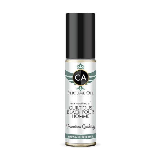 CA Perfume Impression of Guiltiness Black Pour Homme for Men Fragrance Oil Aromatic Fougere Scent Long Lasting Cologne for Men Travel Size TSA Ready Mini Parfum Body Oil Roll-on 0.33 Fl Oz 10ml