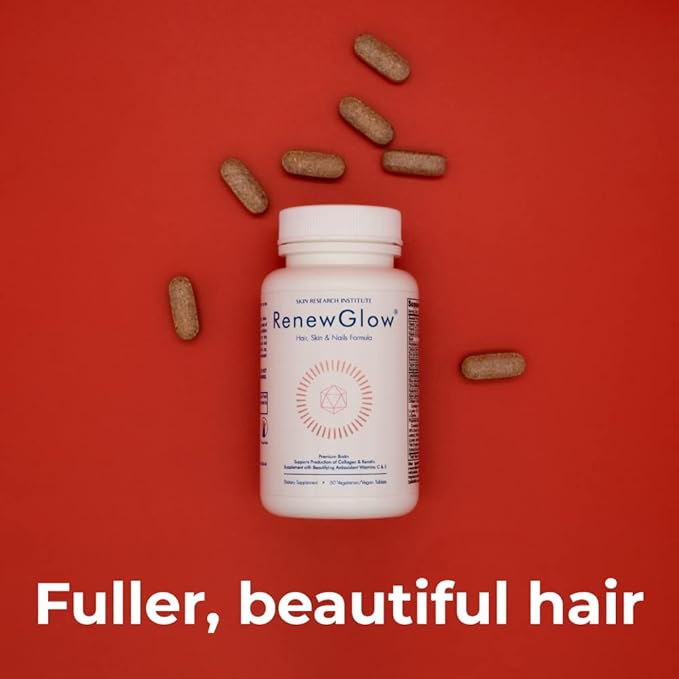 Renewglow Hair Supplement, Proven to Promote Healthy Hair Growth Supports Thicker, Fuller Hair and Healthier Skin, Ages 35 and Up, 2-Pack