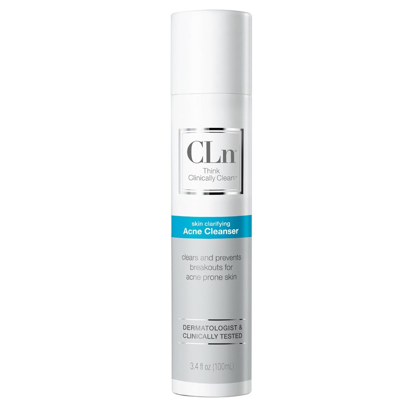 CLn® Acne Cleanser-Facial Cleanser with 0.5% Salicylic Acid to Eliminate Blackheads & Breakouts, Oil-Free & Fragrance-Free, 3.4 fl. oz.