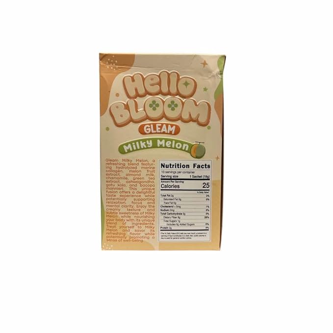 Hello Bloom GLEAM Collagen Mix Drinks by Kiray Celis (1 Pack, Milky Melon)