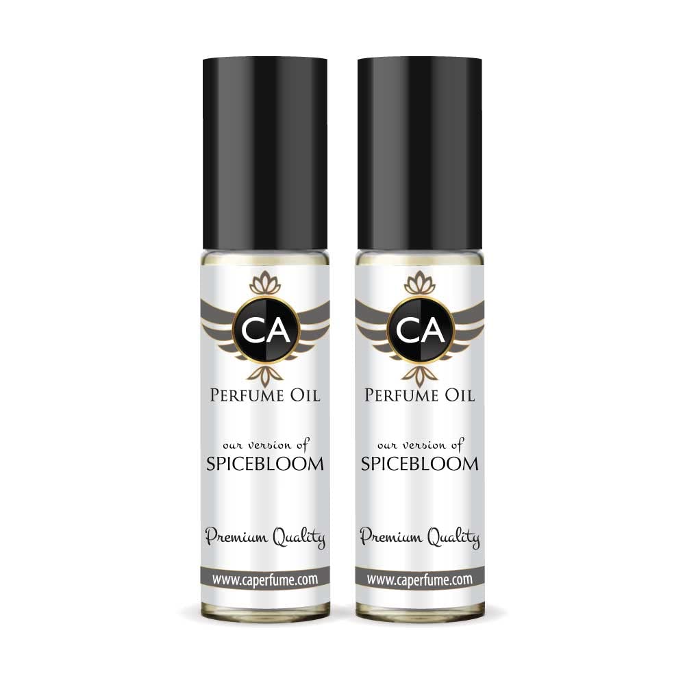 CA Perfume Impression of Spicebloom for Men Eau De Parfum Woody Spicy Scent Long Lasting Cologne for Men Travel Size TSA Ready for Day and Night Wear 0.33 Fl Oz 10ml (Pack of 2)