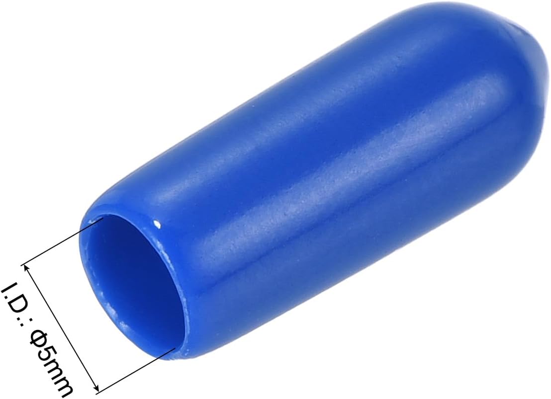 uxcell 50pcs Rubber End Caps 5mm(3/16 inch) ID Vinyl Round Tube Bolt Cap Cover Screw Thread Protectors Blue