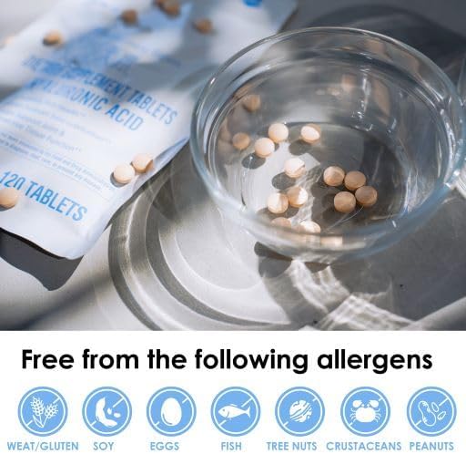 Hyaluronic Bijun Supplement Tablet with Hyaluronic Acid, Collagen, Ceramides, Support Skin Health, 60days(2 Count (Pack of 2))