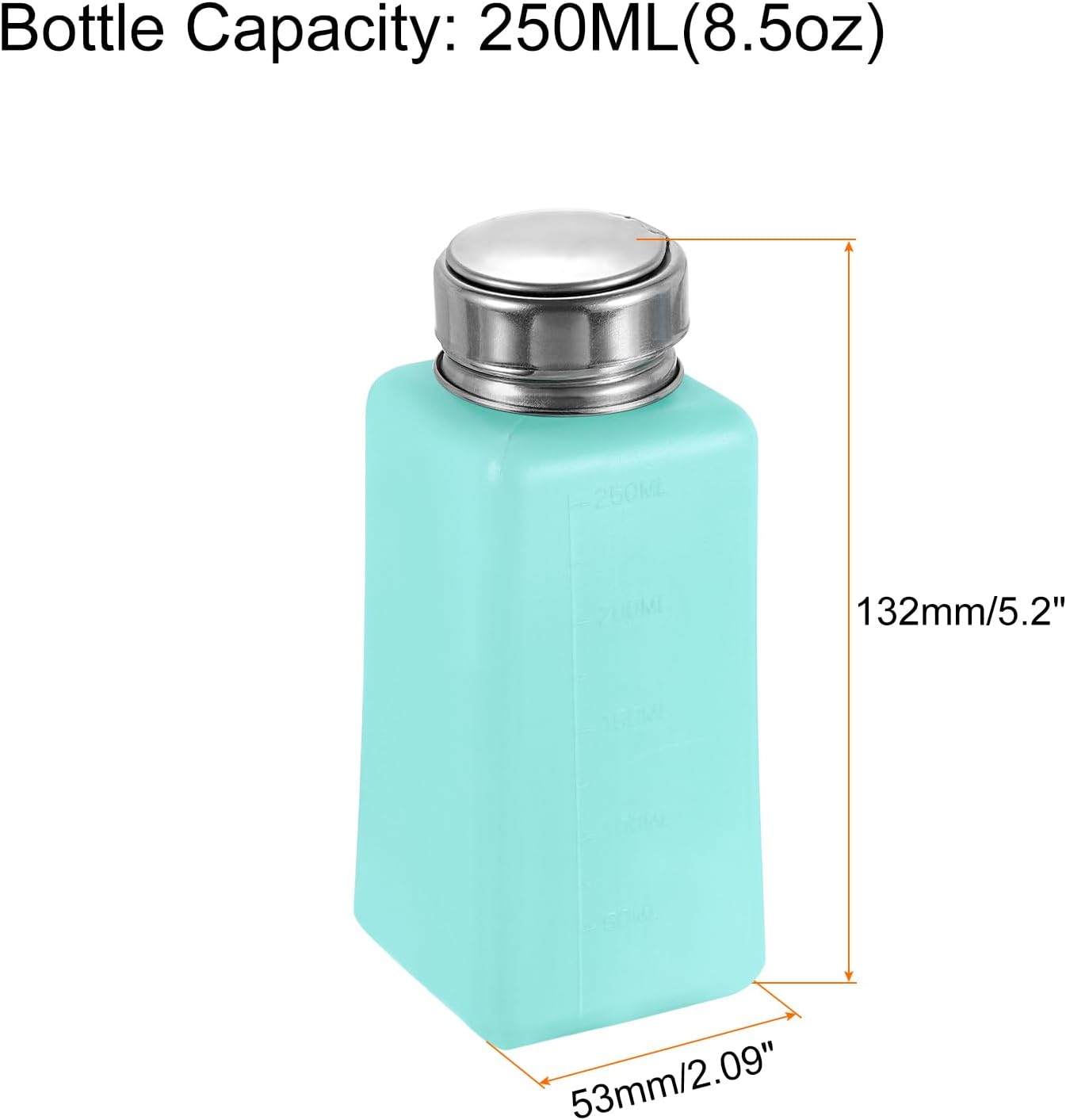 HARFINGTON 4PCS 250ML(8.5oz) Push Down Alcohol Dispenser Pump Liquid Press Empty Bottles Refillable Container for Cleanser Nail Polish Remover, Green