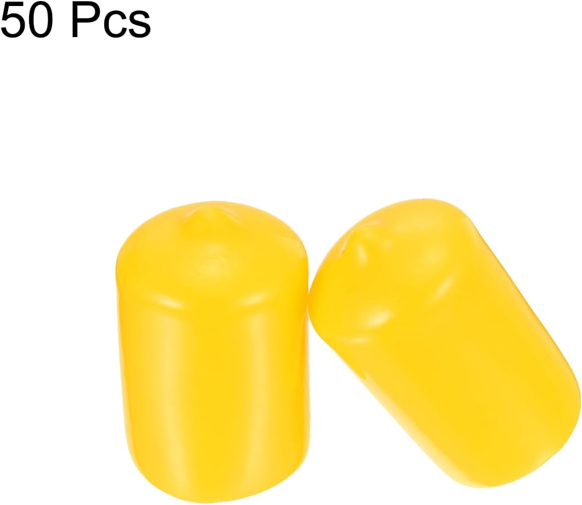uxcell 50pcs Rubber End Caps 19mm(3/4 inch) ID Vinyl Cap Cover Screw Protectors Yellow