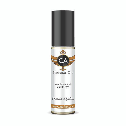 CA Perfume Impression of Oud 27 Unisex Fragrance Oil Amber Woody Scent Long Lasting Perfumes for Women & Men Travel Size TSA Ready Mini Parfum Body Oil Roll-on 0.33 Fl Oz 10ml