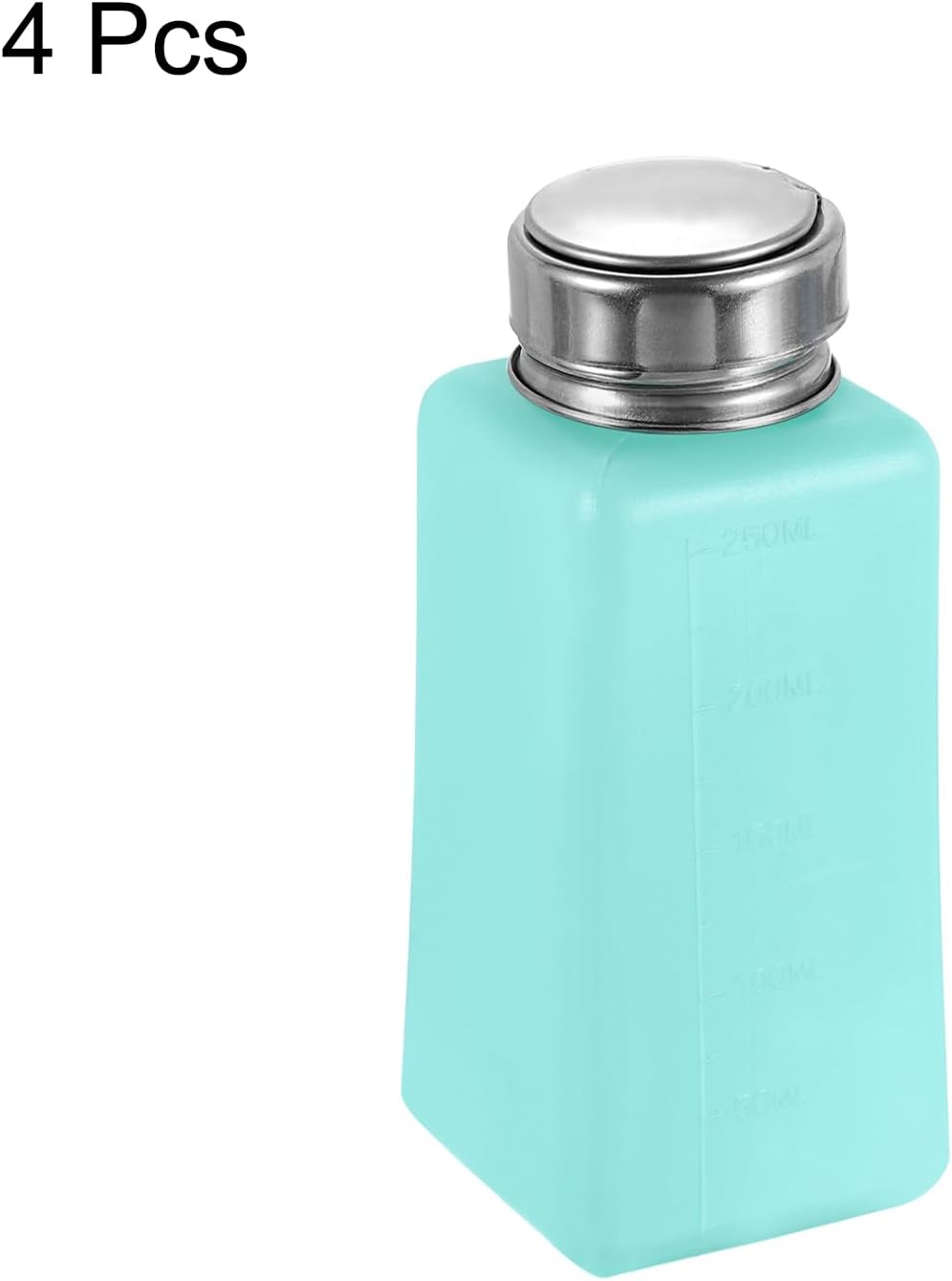 HARFINGTON 4PCS 250ML(8.5oz) Push Down Alcohol Dispenser Pump Liquid Press Empty Bottles Refillable Container for Cleanser Nail Polish Remover, Green