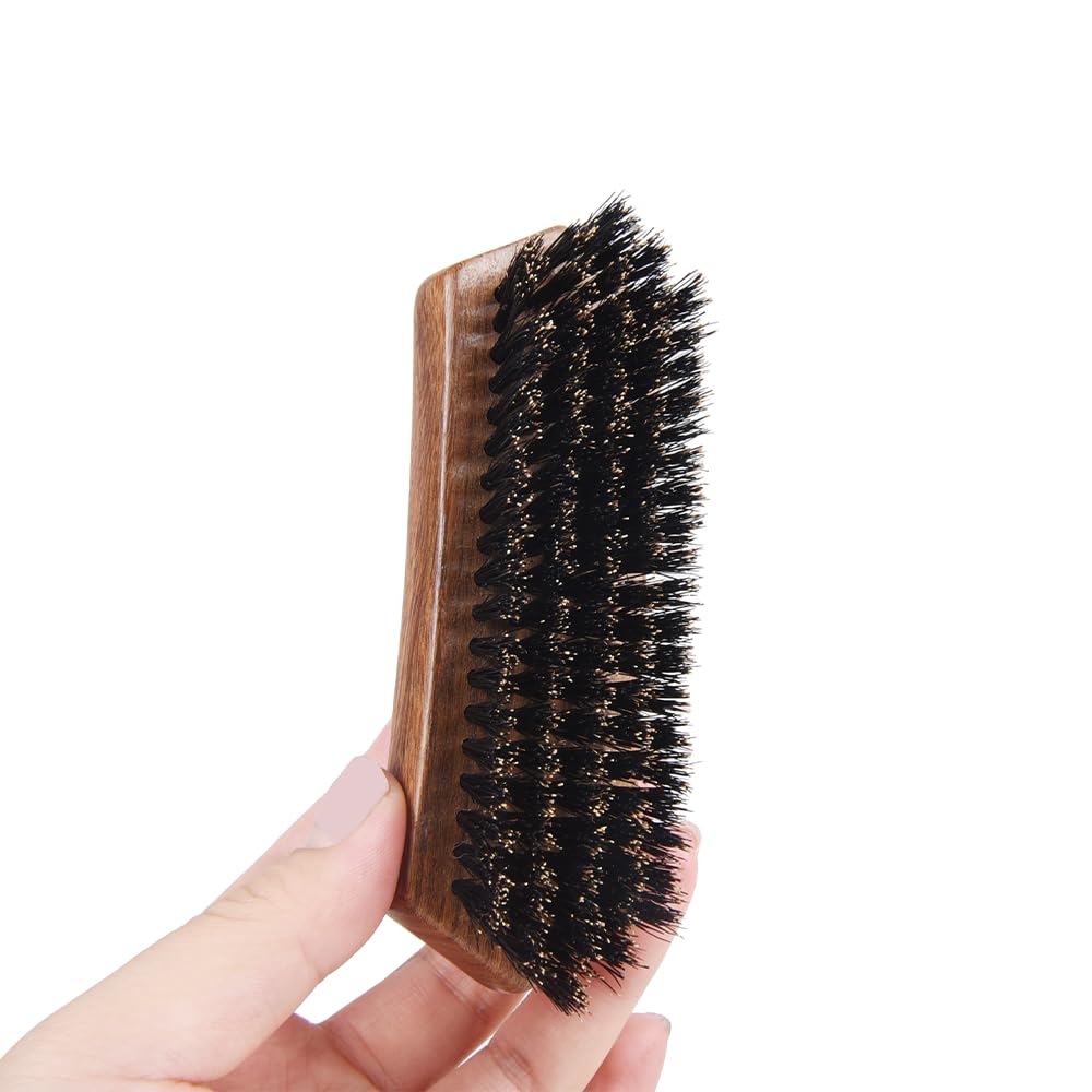TAN MUJIANG Beard Brush with Boar Bristles - Dual Zone | Teak Wood Base | Hard & Soft Bristles for Grooming & Sensitive Skin