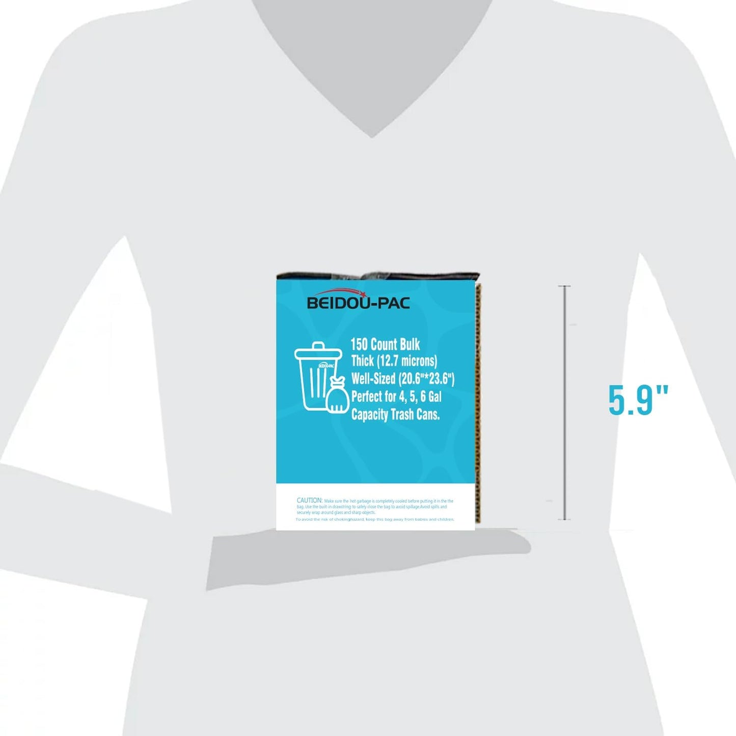 4-6 Gallon Trash Bags Drawstring, 150 Count Bulk Value Pack, Black & Unscented Multi-purpose Garbage Bags for Business Home Bathroom Kitchen Commercial and Industrial