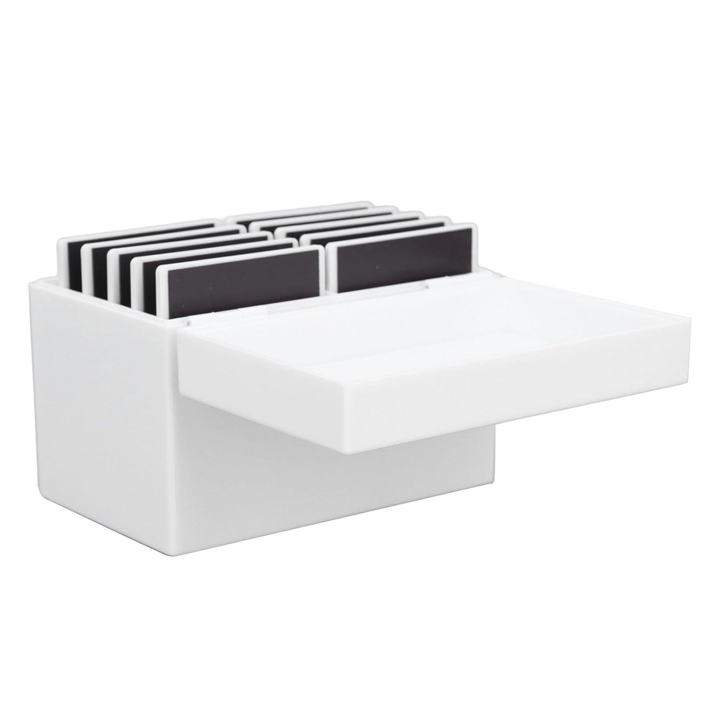 10 Layers Acrylic Eyelash Storage Box with Magnetic Bottom Extension Grafting Tool False Eyelashes Glue Pallet Holder (White)