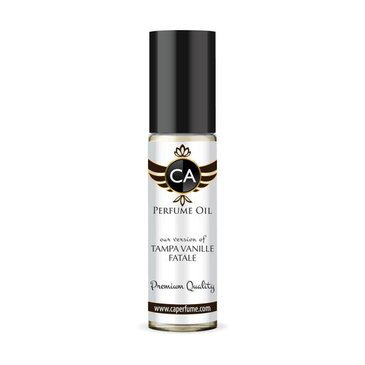 CA Perfume Impression of Tampa Vanille Fatale Unisex Fragrance Oil Amber Vanilla Scent Long Lasting Perfumes for Women & Men Travel Size TSA Ready Mini Parfum Body Oil Roll-on 0.33 Fl Oz 10ml