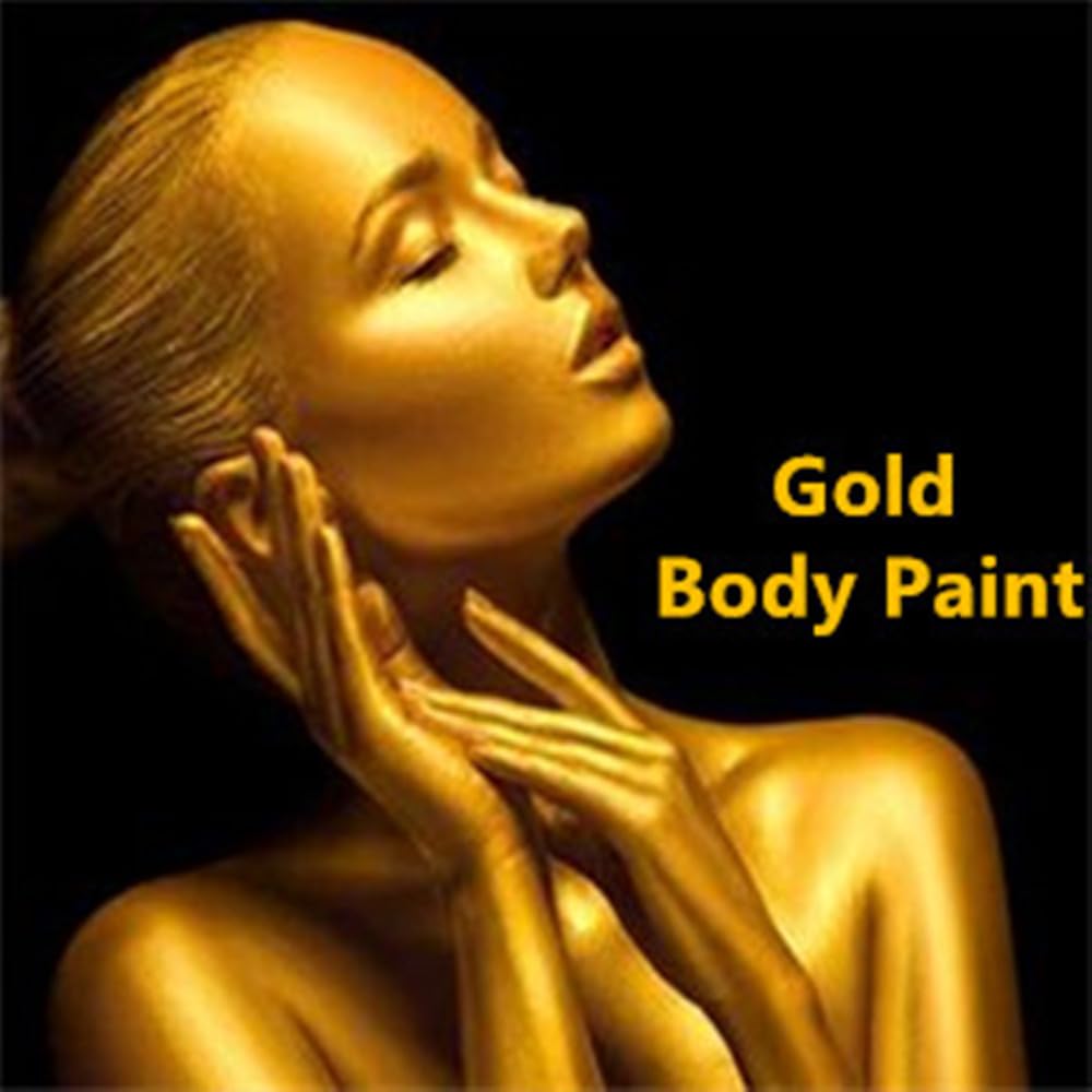 Go Ho Cream-Blendable Gold Face Paint (1.06 oz),Waterproof Gold Face Paint Stick for Halloween Cosplay Zombie Vampire Skeleton Clown SFX Makeup,Gold Eye Black Stick