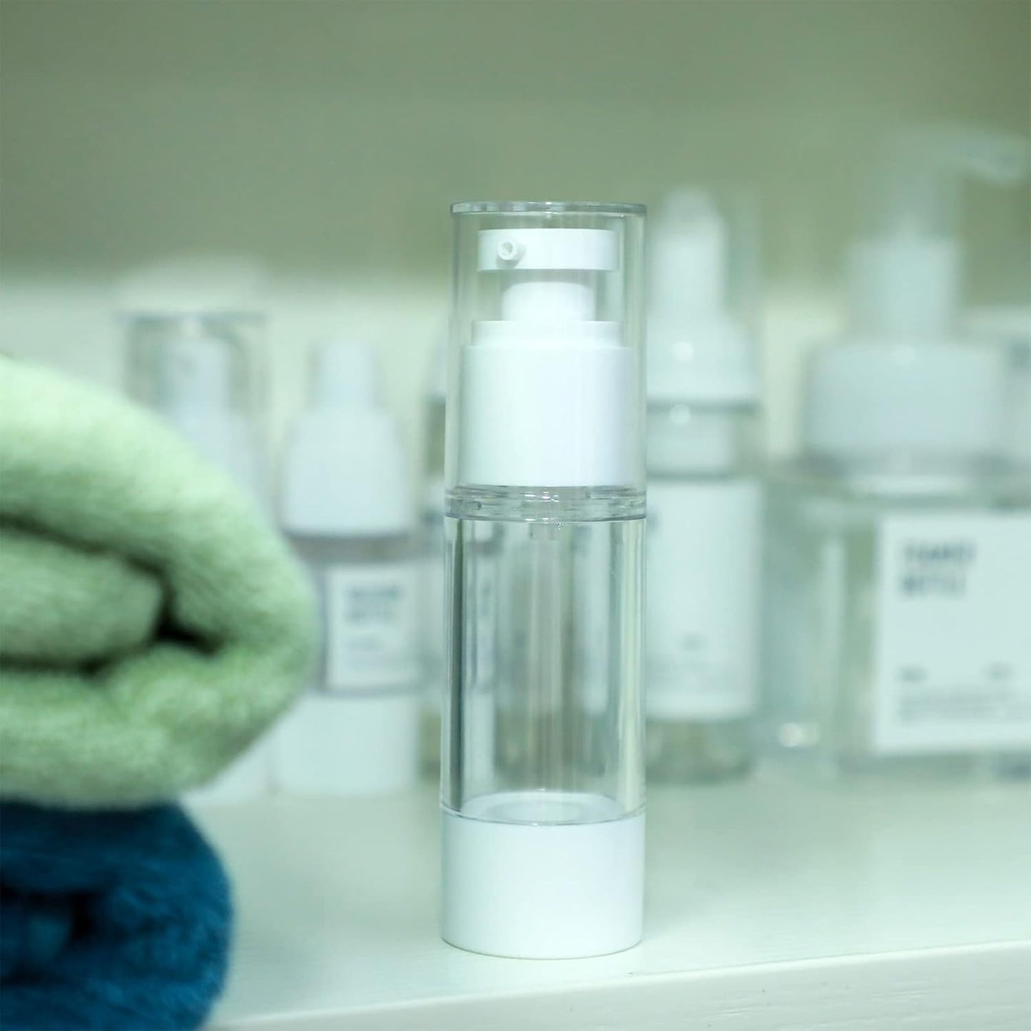 Sabary 60 Pcs Clear Airless Pump Bottles Refillable Cosmetic Travel Size Dispenser Vacuum Plastic Travel Bottles Empty Lotion Pump Dispenser Liquid Toiletry Container(2.7 oz)