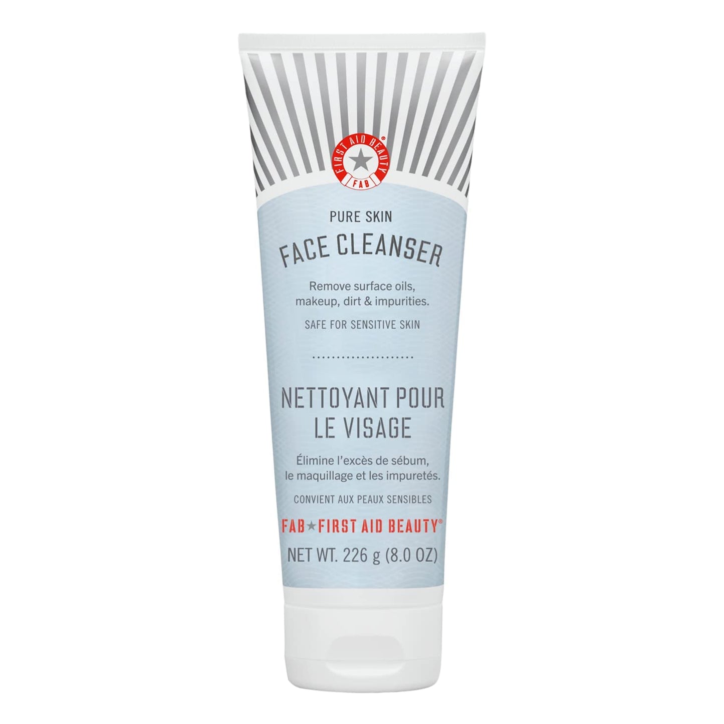 First Aid Beauty - Pure Skin Face Cleanser, Effectively Removes Makeup, Dirt, and Impurities, Gentle Cleanser Leaves Skin Soft & Supple, Safe for Sensitive Skin, Fragrance Free, 8 oz