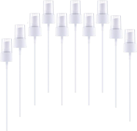 10 Pcs Spray Bottle Top, Nozzle Sprayer Tops, Replacement Pump for Essential Oil Bottles, Dispenser Caps Fine Mist Sprayer for Cosmetic(24/410 Cap Size) white