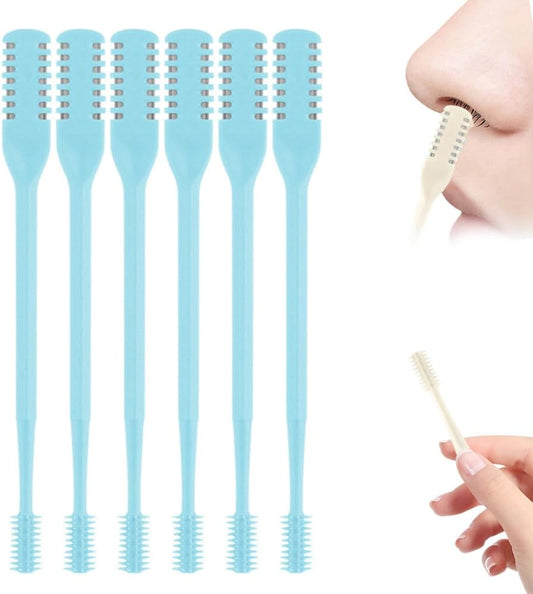 2025 Upgraded Nasal Hair Cutter, 2-in-1 Professional Nostril Hair Remover Tool, Sharp & Safe Double Sided Knife, 360° Rotating Nose Hairs Removal Trimmer Travel Essentials (Blue, 6PCS)