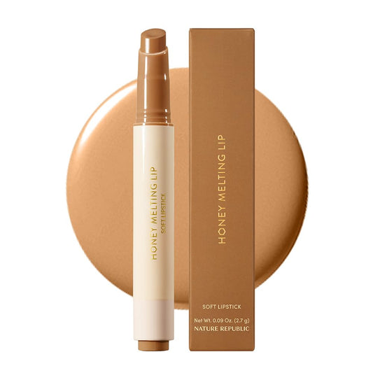 Nature Republic HONEY MELTING LIP (00 CHAI MILK TEA) SOFT LIP STICK Hydrating Gloss, Moisturizing balms, Sheer tint, Shine & Nude, Glowy Finish, korean make up, Stocking Stuffers