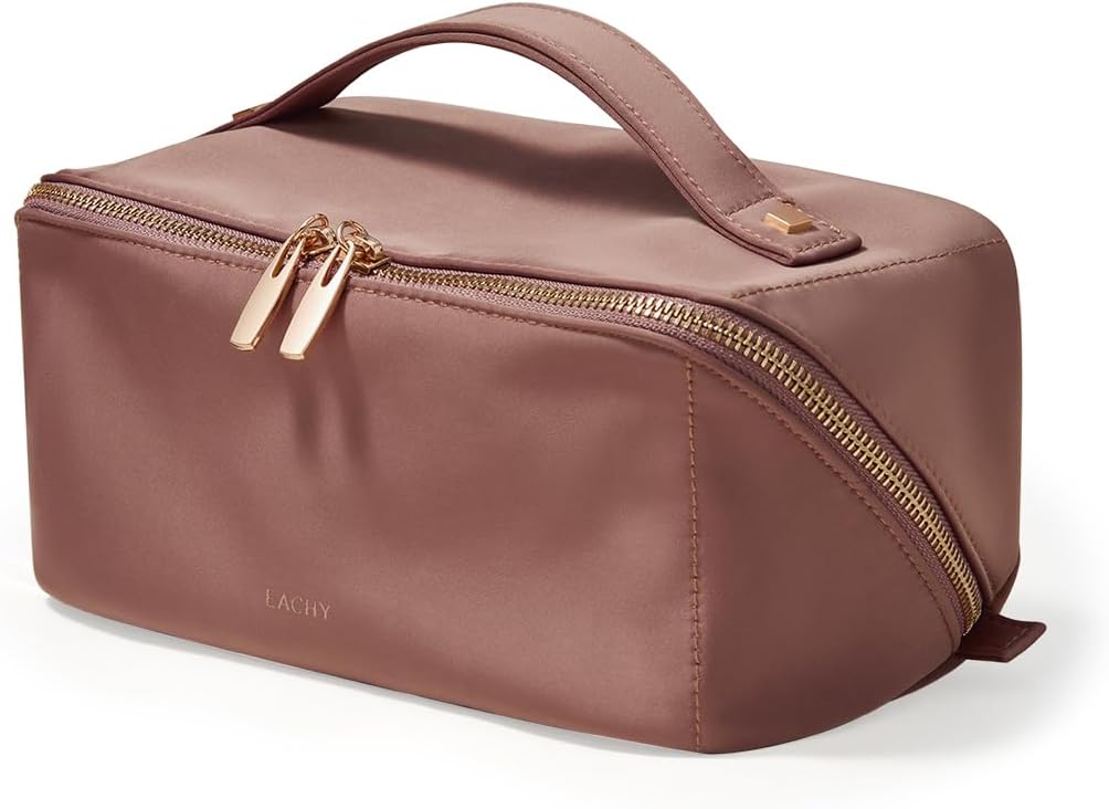 EACHY Travel Makeup Bag,Large Capacity Cosmetic Bags for Women,Waterproof Portable Pouch Open Flat Toiletry Bag Pattern Makeup Bag