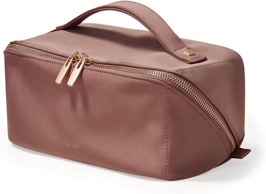 EACHY Travel Makeup Bag,Large Capacity Cosmetic Bags for Women,Waterproof Portable Pouch Open Flat Toiletry Bag Pattern Makeup Bag